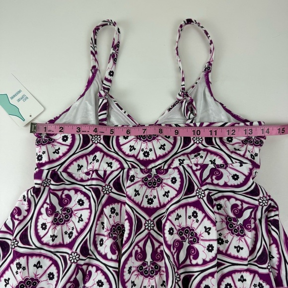 Swim Solutions Tankini Bikini Top Womens Size US 10 Purple Floral Underwire NWT - Picture 7 of 10